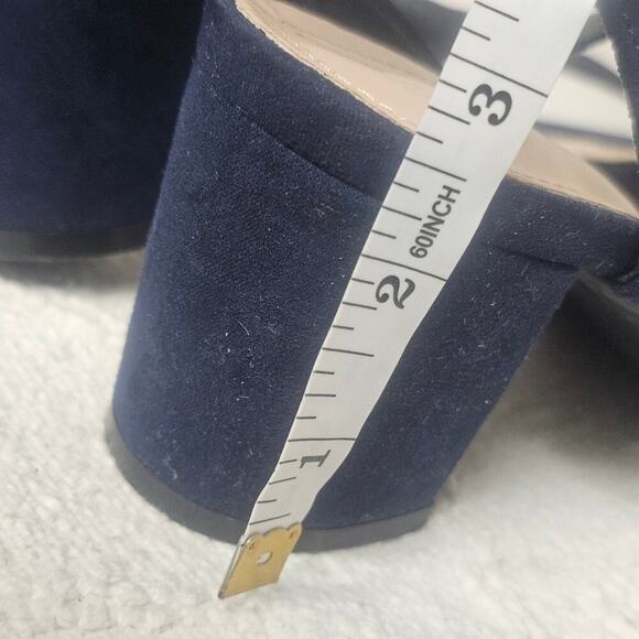 Dream Pairs Carnival Navy Blue Chunky Block Heels Faux Suede Career Party Size 9 - Picture 4 of 5